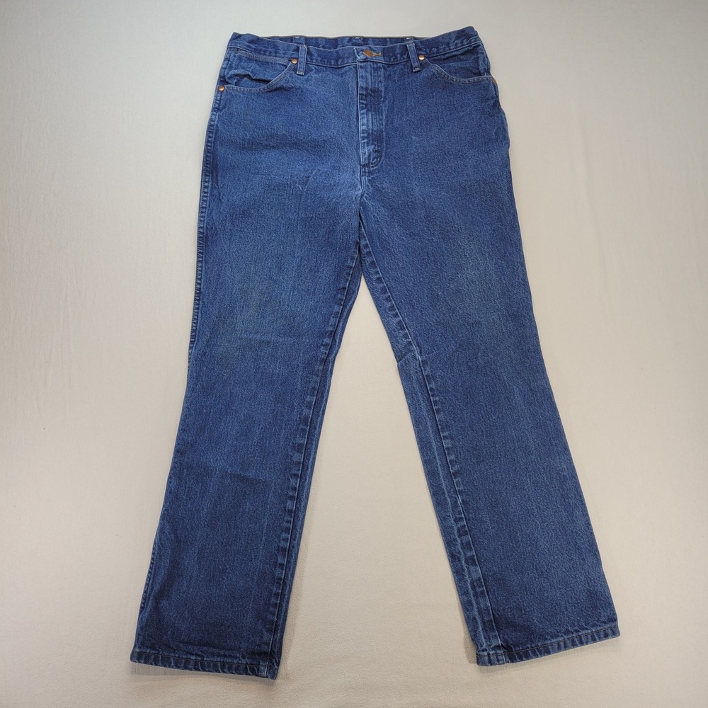 Wrangler Jeans Mens 38x32 Blue Cowboy Cut Slim Fit 936PWD Denim Straight Leg